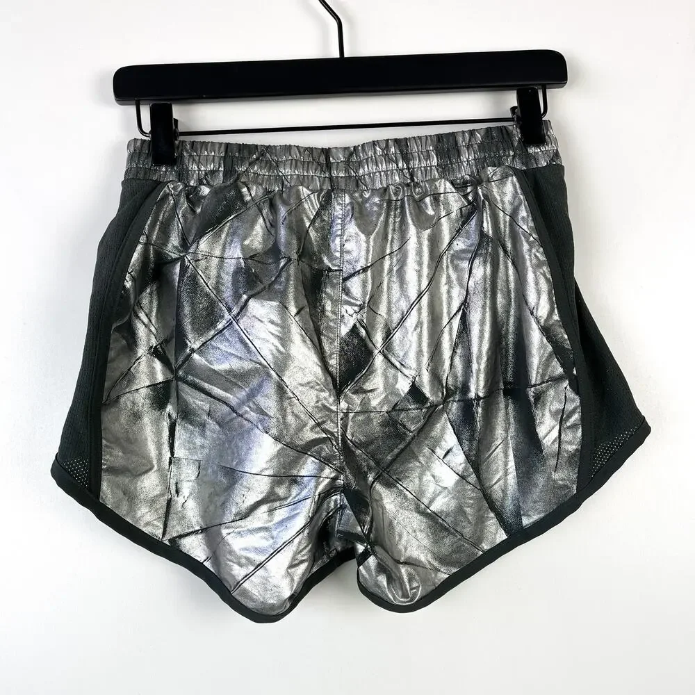 Under Armour Womens High Rise Fly By Running Shorts Silver Metallic 3